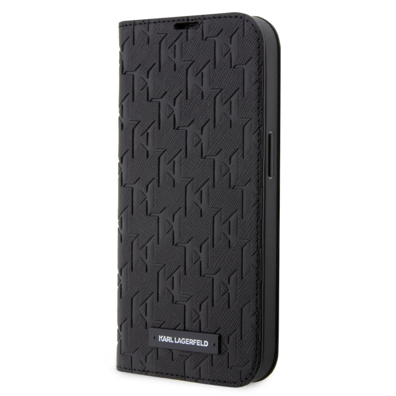 Karl Lagerfeld PU Saffiano Monogram Book Case for iPhone 13 Pro Max schwarz