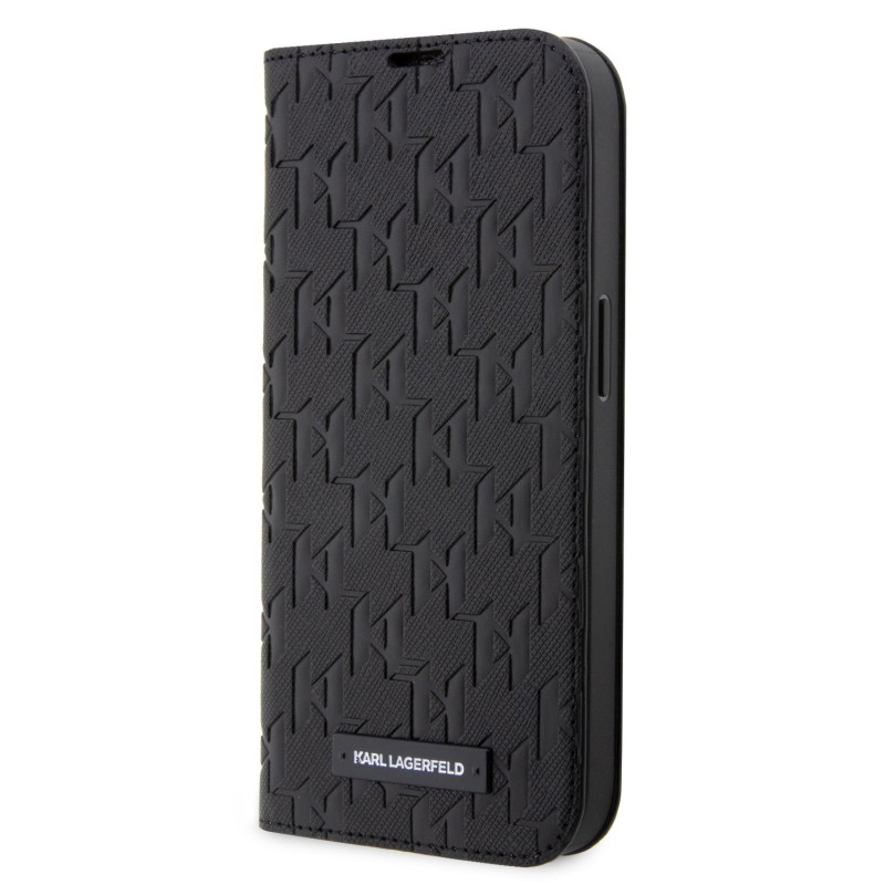 Karl Lagerfeld PU Saffiano Monogram Book Case for iPhone 14 Pro Max black