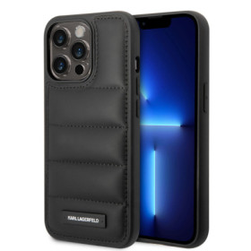 Karl Lagerfeld Quilted Puffy Metal Logo Case for iPhone 15 Pro schwarz