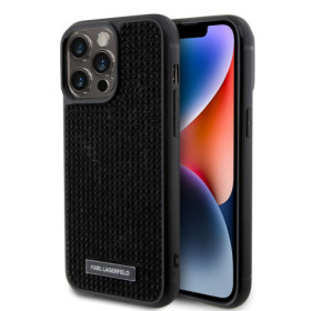 Karl Lagerfeld Rhinestone Plate Metal Logo puzdro pre iPhone 15 Pro Max čierna