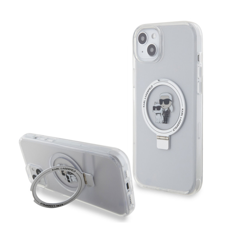 Karl Lagerfeld Ringstand Karl and Choupette MagSafe Case for iPhone 15 Plus fehér