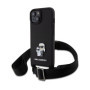 Karl Lagerfeld Saffiano Crossbody Metal Karl and Choupette puzdro pre iPhone 15 čierna