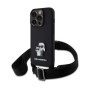 Karl Lagerfeld Saffiano Crossbody Metal Karl and Choupette Case for iPhone 15 Pro black