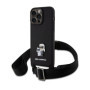 Karl Lagerfeld Saffiano Crossbody Metal Karl and Choupette Case for iPhone 15 Pro Max schwarz