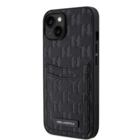 Karl Lagerfeld Saffiano Monogram Card Slot Case for iPhone 14 schwarz