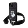 Karl Lagerfeld Saffiano Monogram Crossbody Choupette NFT Case for iPhone 14 fekete