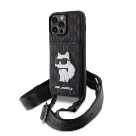Karl Lagerfeld Saffiano Monogram Crossbody Choupette NFT Case for iPhone 14 Pro Max black