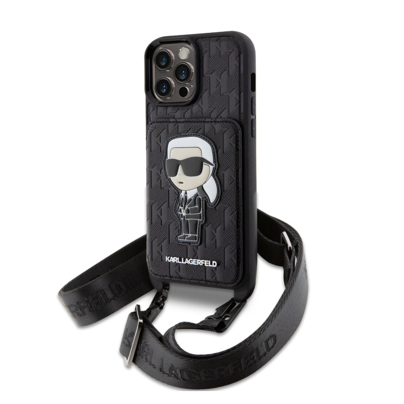 Karl Lagerfeld Saffiano Monogram Crossbody Ikonik NFT Kryt pro iPhone 14 Pro Max černá