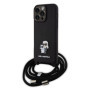 Karl Lagerfeld Saffiano Nylon Crossbody Metal Karl and Choupette Case for iPhone 15 Pro Max schwarz