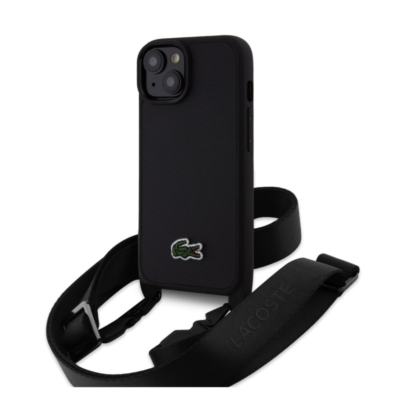 Lacoste Iconic Petit Pique Crossbody Woven Logo pouzdro pro iPhone 15 černá
