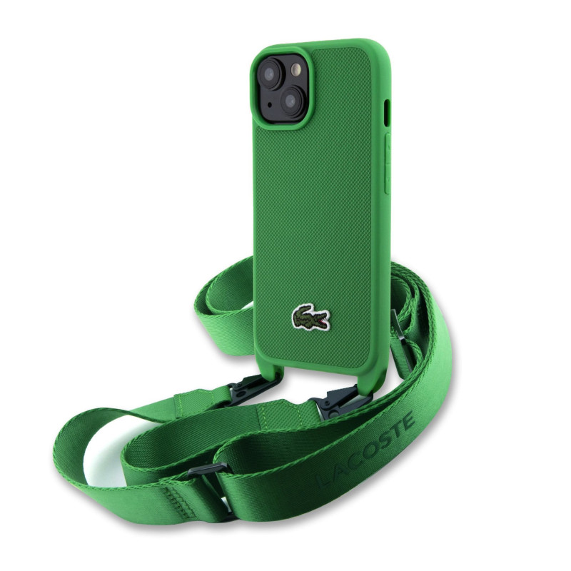 Lacoste Iconic Petit Pique Crossbody Woven Logo Case for iPhone 15 grün