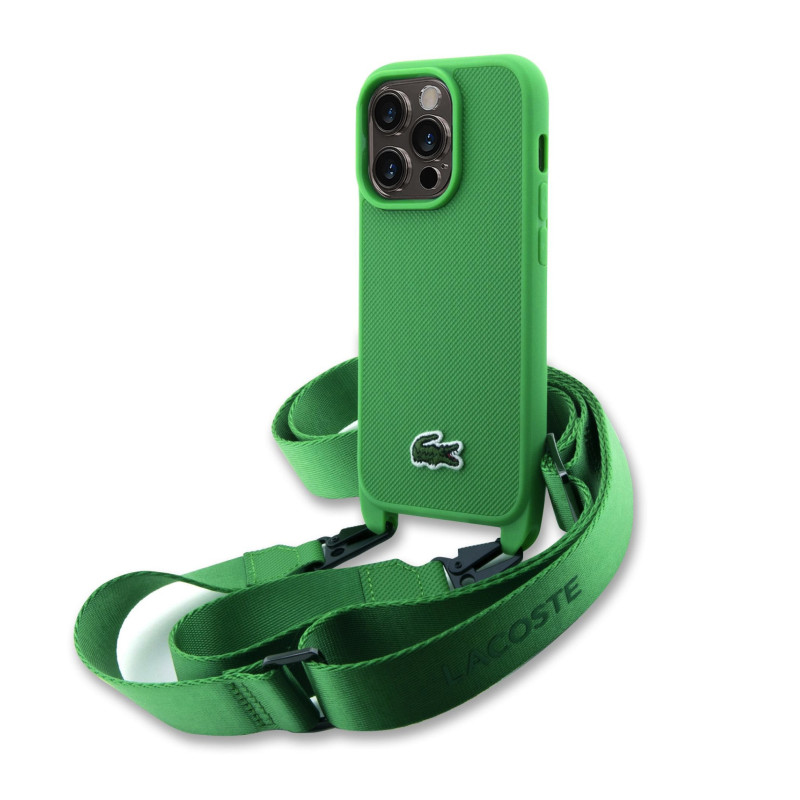 Lacoste Iconic Petit Pique Crossbody Woven Logo pouzdro pro iPhone 15 Pro zelená