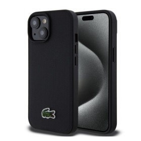 Lacoste Iconic Petit Pique Woven Logo MagSafe Case for iPhone 15 black