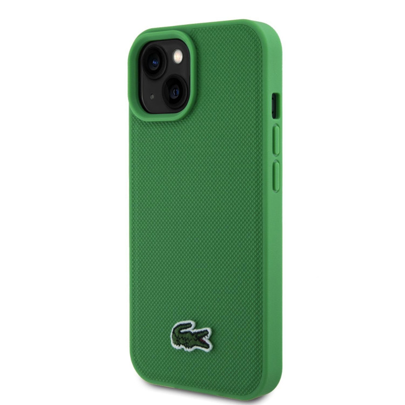 Lacoste Iconic Petit Pique Woven Logo MagSafe Case for iPhone 15 green