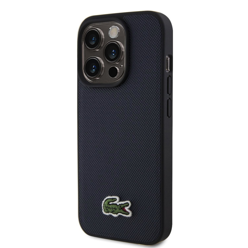 Lacoste Iconic Petit Pique Woven Logo MagSafe Case for iPhone 15 Pro Max Navy