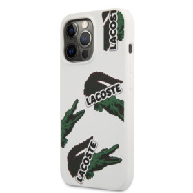 Lacoste Liquid Silicone Allover Pattern Case for iPhone 13 Pro Max weiss