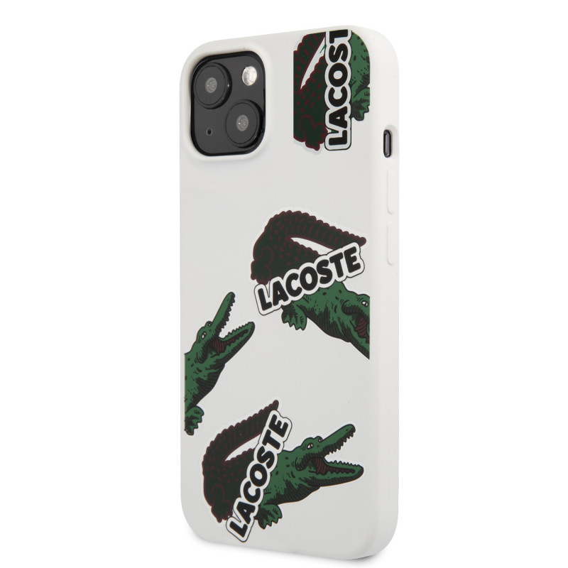 Lacoste Liquid Silicone Allover Pattern Case for iPhone 13 weiss