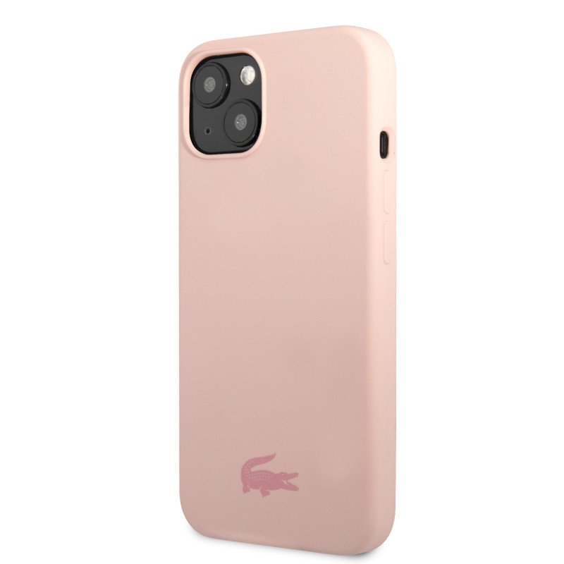 Lacoste Liquid Silicone Glossy Printing Logo Case for iPhone 13 pink
