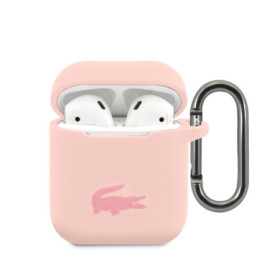 Lacoste Liquid Silicone Glossy Printing Logo Pouzdro pro Airpods 1/2 růžová