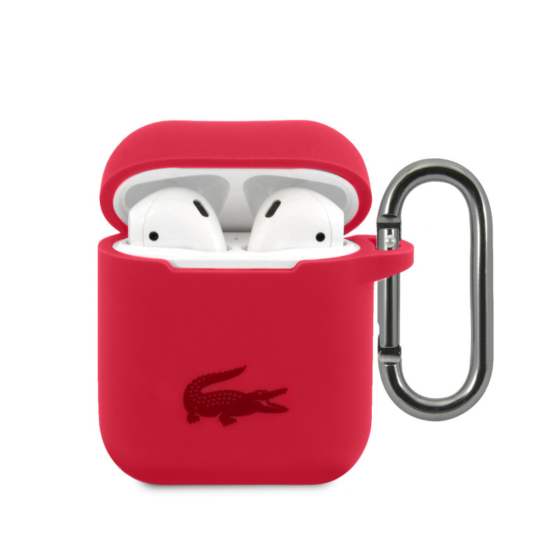 Lacoste Liquid Silicone Glossy Printing Logo Pouzdro pro Airpods 1/2 červená