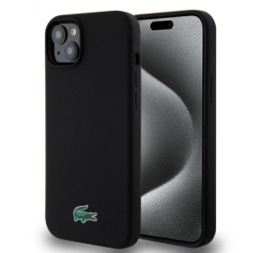 Lacoste Liquid Silicone Microfiber Croc Logo MagSafe Case for iPhone 15 Plus black