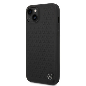 Mercedes Genuine Leather Star Case for iPhone 14 Plus black