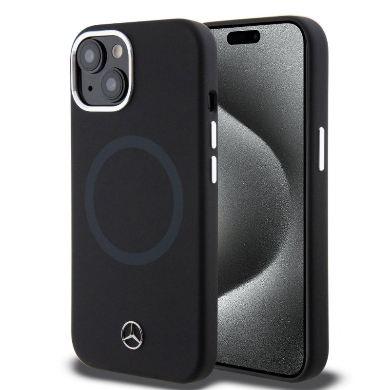 Mercedes Liquid Silicon Bicolor MagSafe Case for iPhone 15 black