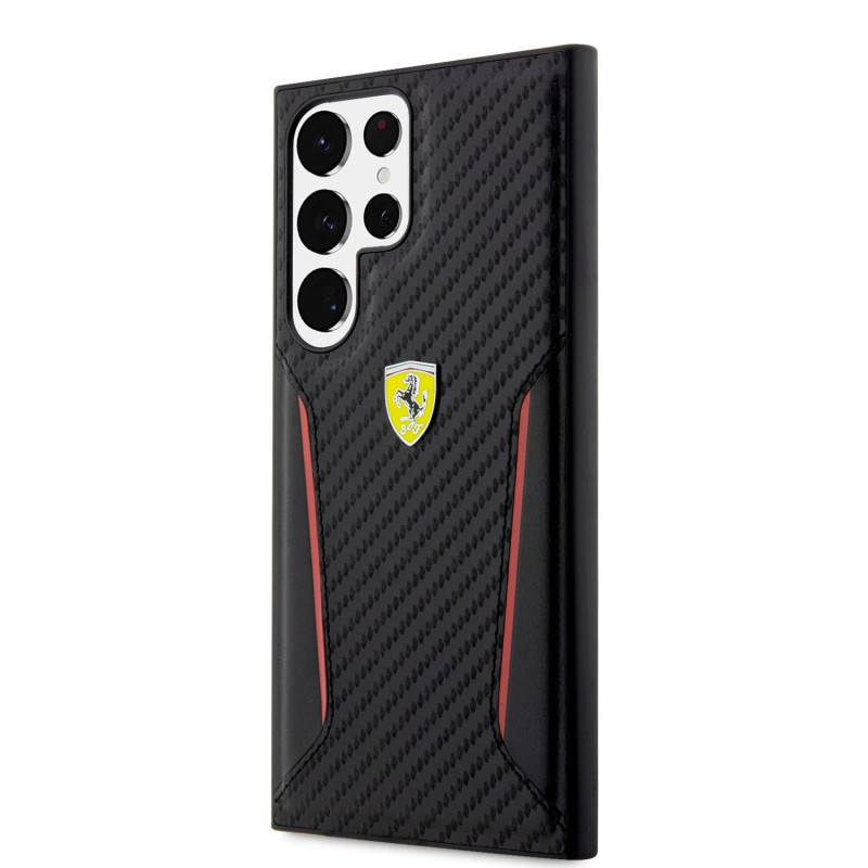 Ferrari PU Carbon pouzdro pro Samsung Galaxy S23 Ultra černá