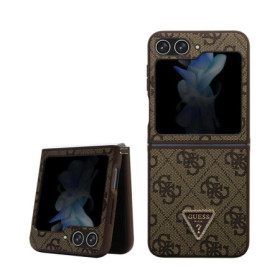 Guess 4G PU Leather Triangle Case for Samsung Galaxy Z Flip 5 brown