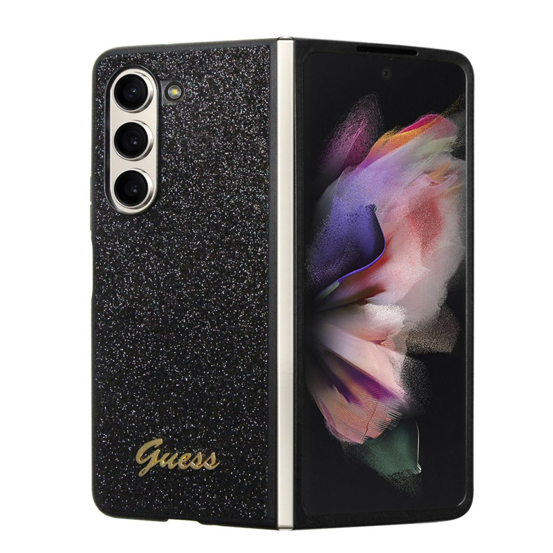 Guess PC/TPU Glitter Flakes Metal Logo Case for Samsung Galaxy Z Fold 5 schwarz