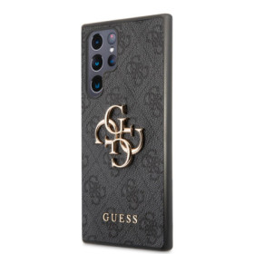 Guess PU 4G Metal Logo Case for Samsung Galaxy S22 Ultra grau