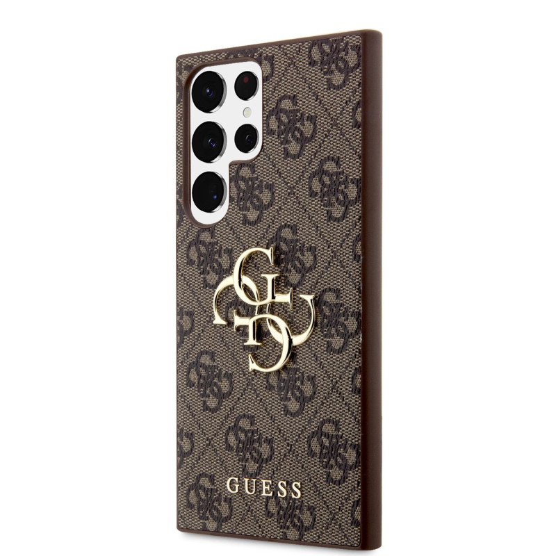 Guess PU 4G Metal Logo Case for Samsung Galaxy S23 Ultra braun
