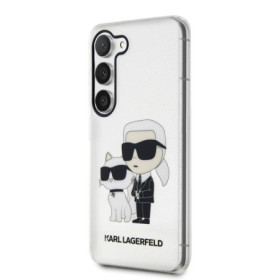 Karl Lagerfeld IML Glitter Karl and Choupette NFT pouzdro pro Samsung Galaxy S23+ transparentní