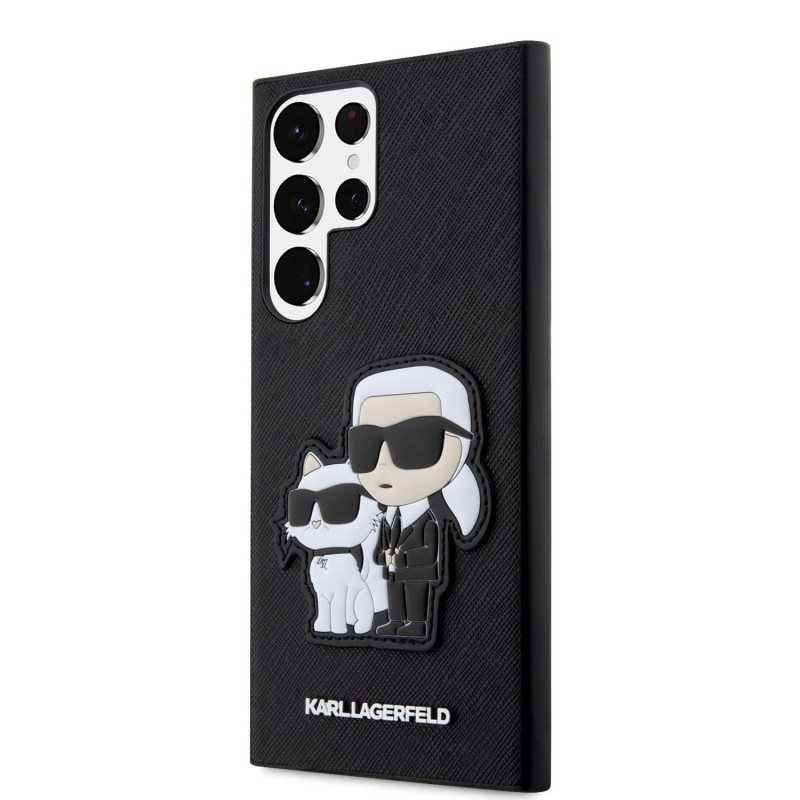 Karl Lagerfeld PU Saffiano Karl and Choupette NFT Case for Samsung Galaxy S23 Ultra fekete