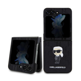 Karl Lagerfeld PU Saffiano Monogram Ikonik NFT puzdro pre Samsung Galaxy Z Flip 5 čierna