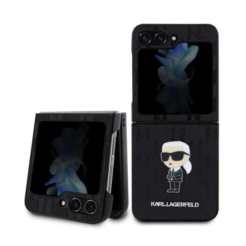 Karl Lagerfeld PU Saffiano Monogram Ikonik NFT pouzdro pro Samsung Galaxy Z Flip 5 černá