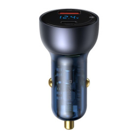 Baseus CCKX-C0G Particular Car Charger Digital Display Dual USB 65W Gray