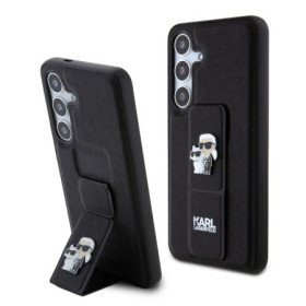 Karl Lagerfeld Saffiano Grip Stand Metal Logo Case for Samsung Galaxy S24 black