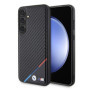 BMW M PU Leather Carbon Magsafe Tricolor Line Case for Samsung Galaxy S24+ schwarz