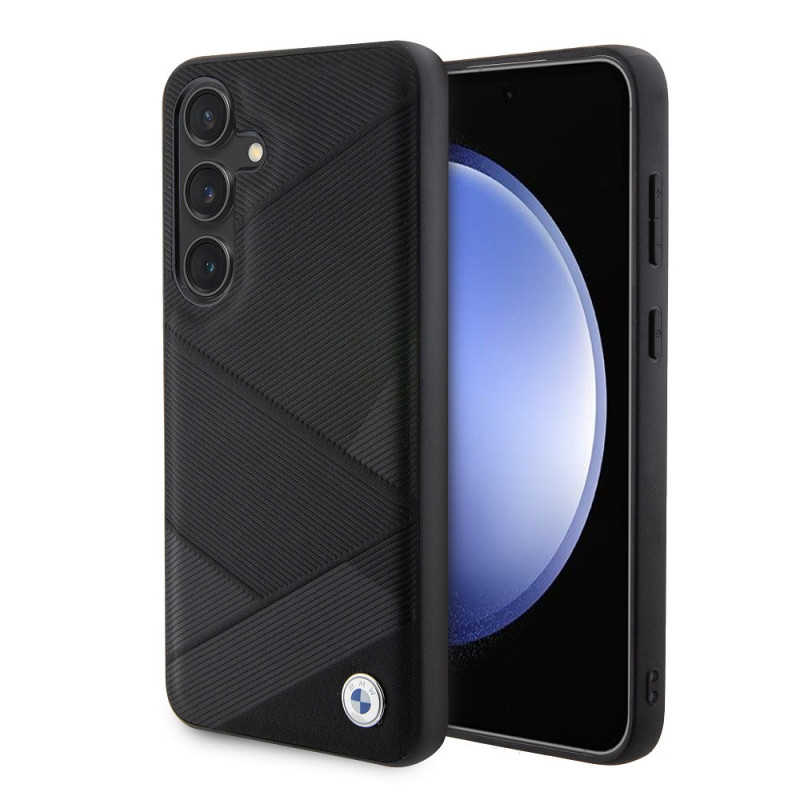 BMW Signature Leather Metal Logo Case for Samsung Galaxy S24 schwarz