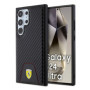 Ferrari PU Leather Bottom Carbon Case for Samsung Galaxy S24 Ultra black