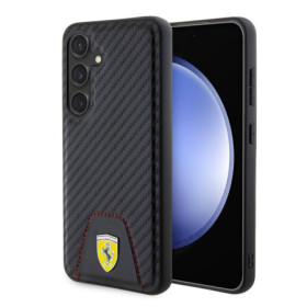 Ferrari PU Leather Bottom Carbon Case for Samsung Galaxy S24 black