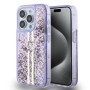 Guess PC/TPU Liquid Glitter Gold Stripe Case for iPhone 15 Pro violett