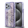 Guess PC/TPU Liquid Glitter Gold Stripe Case for iPhone 15 Pro Max violett