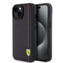 Ferrari PU Leather Carbon Vertical Line Case for iPhone 15 black
