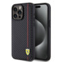 Ferrari PU Leather Carbon Vertical Line Zadní Kryt pro iPhone 15 Pro Max černá