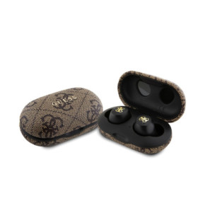 Guess True Wireless 4G PU Metal Logo BT5.3 Stereo Earphones braun