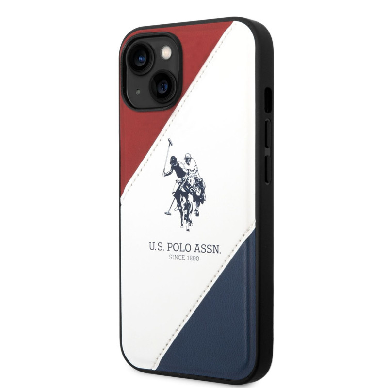 Apple iPhone 14 Plus U.S. Polo PU Leather Double Horse pouzdro Red/White/Navy