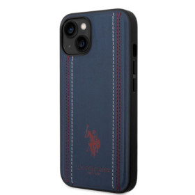 Apple iPhone 14 Plus U.S. Polo PU Leather Stitched Lines Case Navy