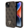 Apple iPhone 15 Plus Guess PU 4G Strass Triangle Metal Logo puzdro hnedá